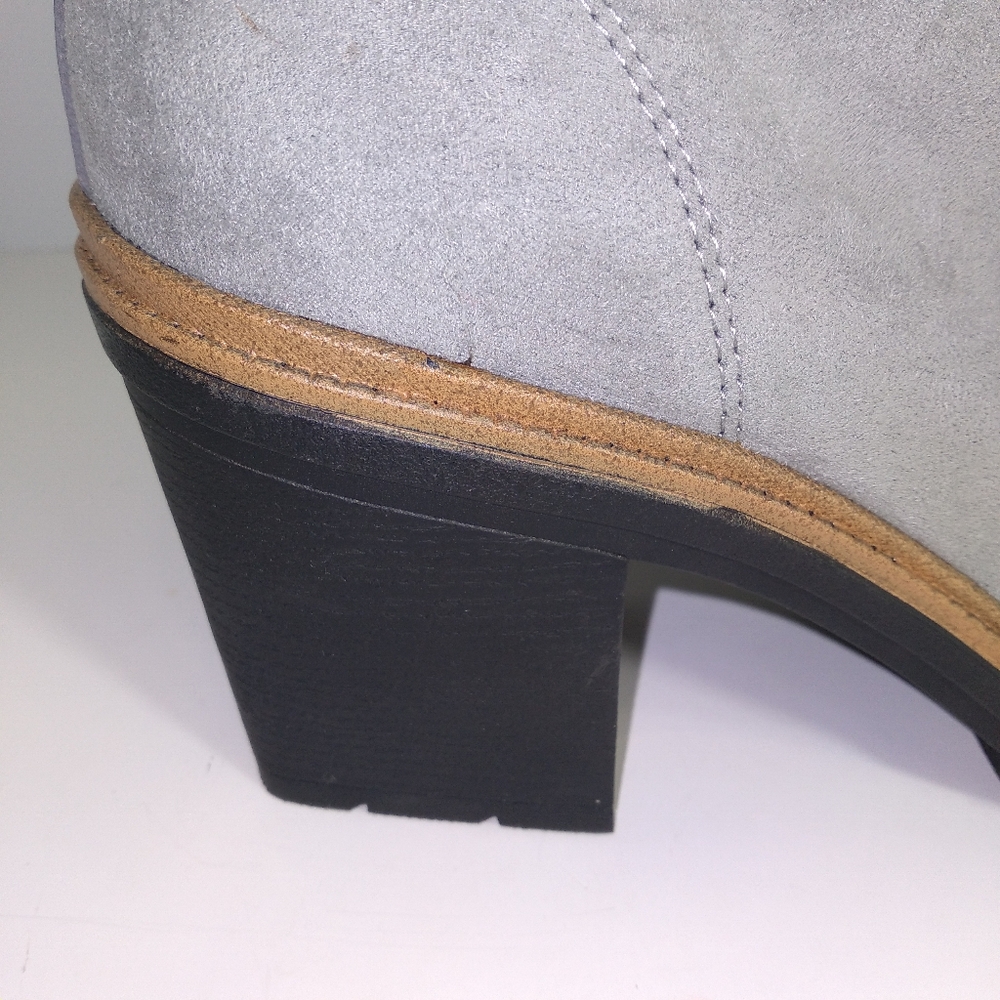 Dr. Scholl's For The Love Of Grey Fur Trimmed Block Heel Lace-Up Boots Size-9.5 - Picture 11 of 12